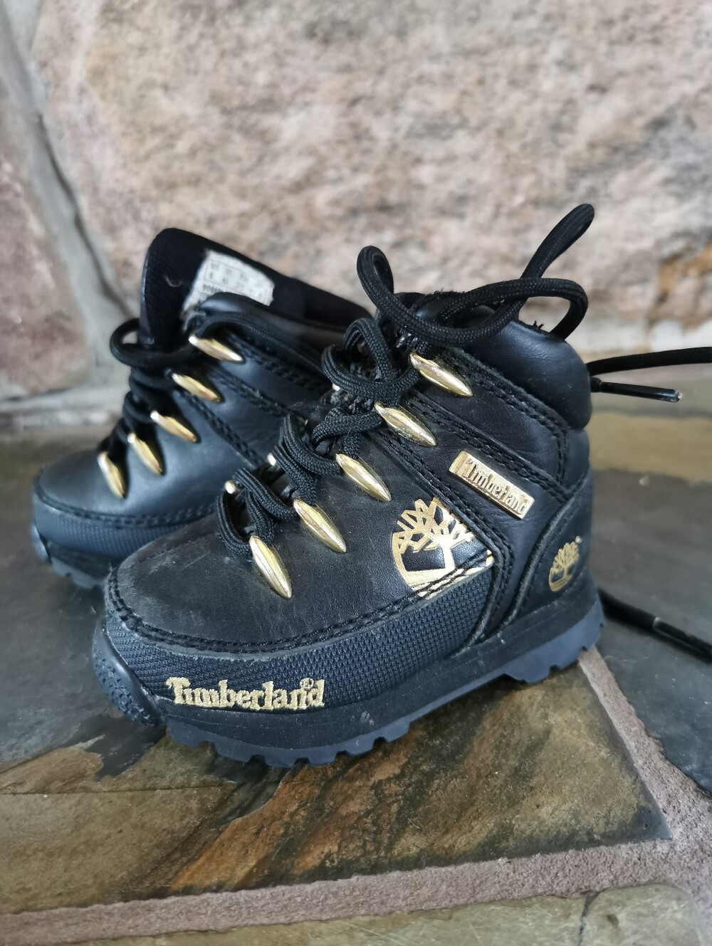 Baby Timberland Black and Gold Boots- Size 5 EUC